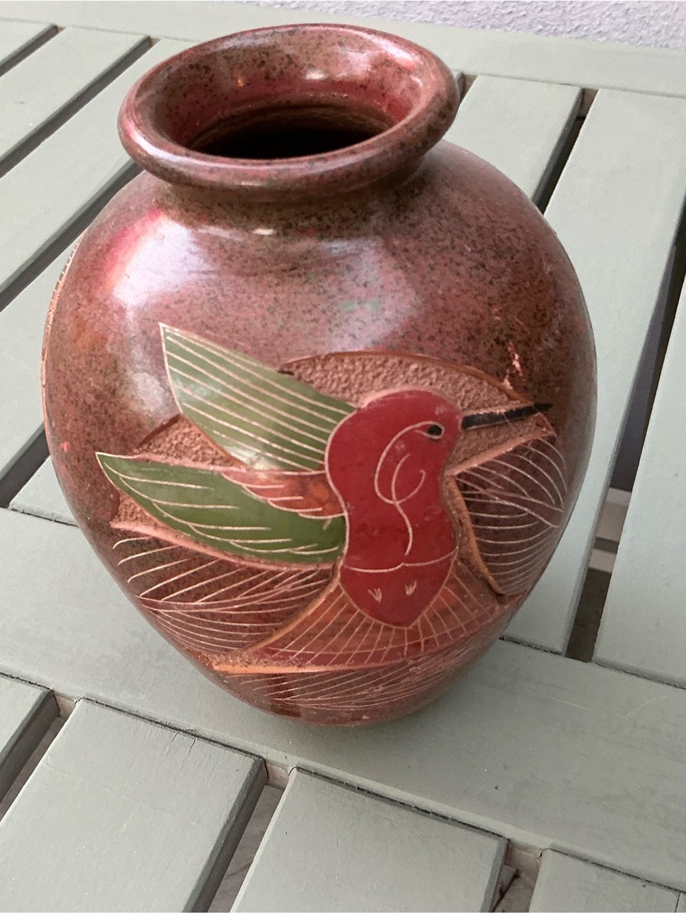 Nicaraguan pottery ceramic handmade, tropical clay vintage folk art vase